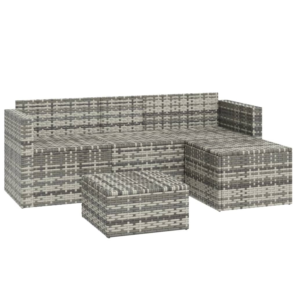 Set Divani da Giardino 3 pz con Cuscini in Polyrattan Grigio 362331
