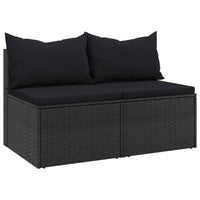 Divani Centrali da Giardino con Cuscini 2pz in Polyrattan Nero 362332