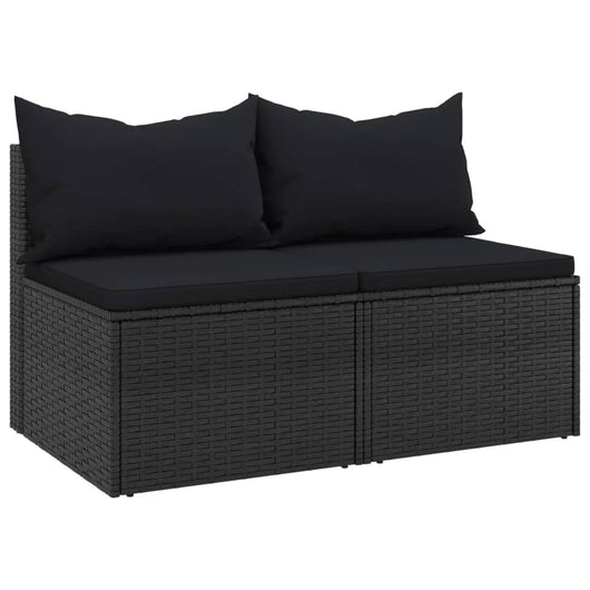 Divani Centrali da Giardino con Cuscini 2pz in Polyrattan Nero 362332