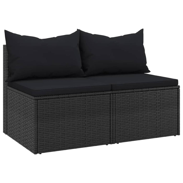Divani Centrali da Giardino con Cuscini 2pz in Polyrattan Nero 362332