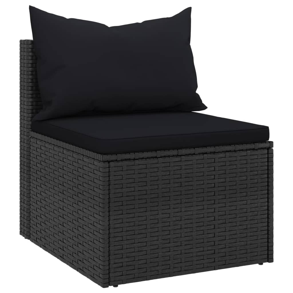 Divani Centrali da Giardino con Cuscini 2pz in Polyrattan Nero 362332