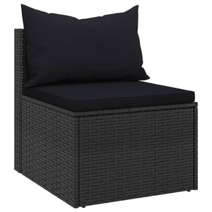 Divani Centrali da Giardino con Cuscini 2pz in Polyrattan Nero 362332