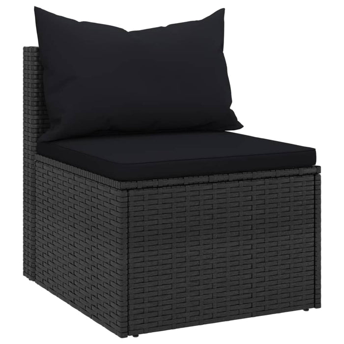 Divani Centrali da Giardino con Cuscini 2pz in Polyrattan Nero 362332