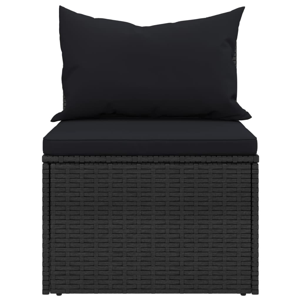 Divani Centrali da Giardino con Cuscini 2pz in Polyrattan Nero 362332