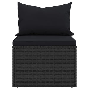 Divani Centrali da Giardino con Cuscini 2pz in Polyrattan Nero 362332