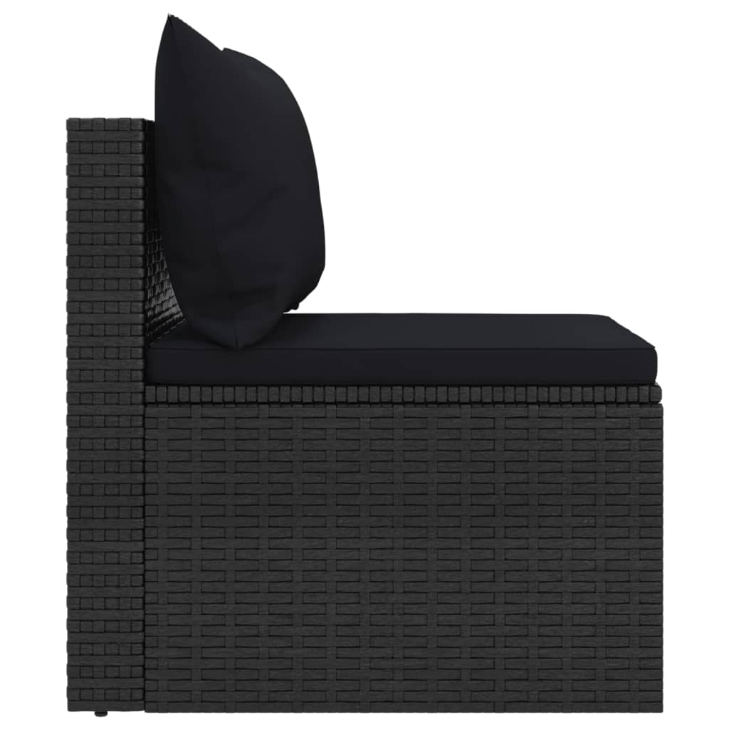Divani Centrali da Giardino con Cuscini 2pz in Polyrattan Nero 362332