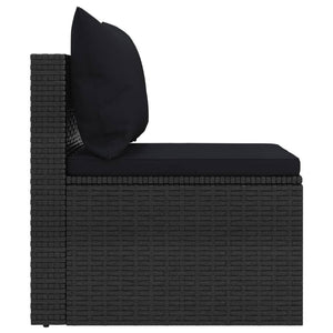 Divani Centrali da Giardino con Cuscini 2pz in Polyrattan Nero 362332