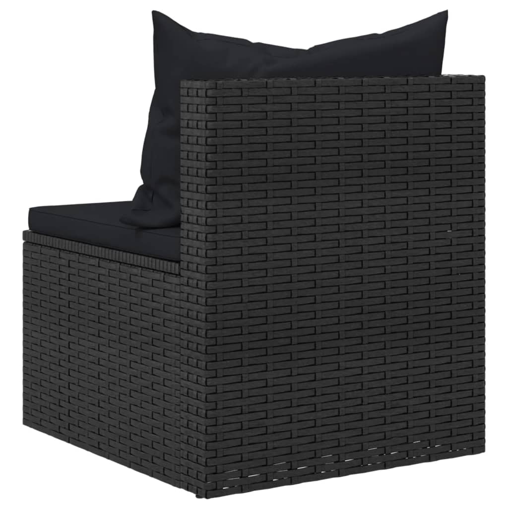 Divani Centrali da Giardino con Cuscini 2pz in Polyrattan Nero 362332