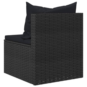 Divani Centrali da Giardino con Cuscini 2pz in Polyrattan Nero 362332