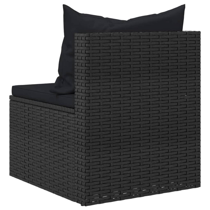 Divani Centrali da Giardino con Cuscini 2pz in Polyrattan Nero 362332