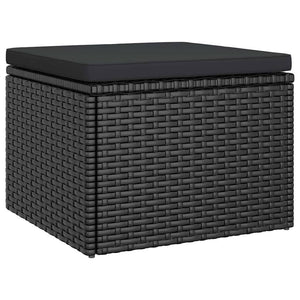 Divano Giardino 3 Posti con Tetto e Poggiapiedi-Sofa da Giardino-Divanetto da esterno Nero Polyrattan