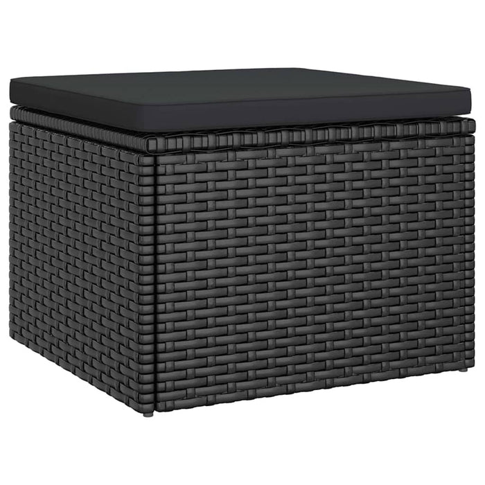 Divano Giardino 3 Posti con Tetto e Poggiapiedi-Sofa da Giardino-Divanetto da esterno Nero Polyrattan