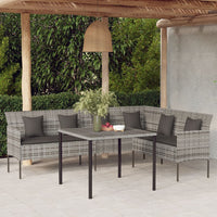 Divano da Giardino a L con Cuscini Grigio in Polyrattan 362337