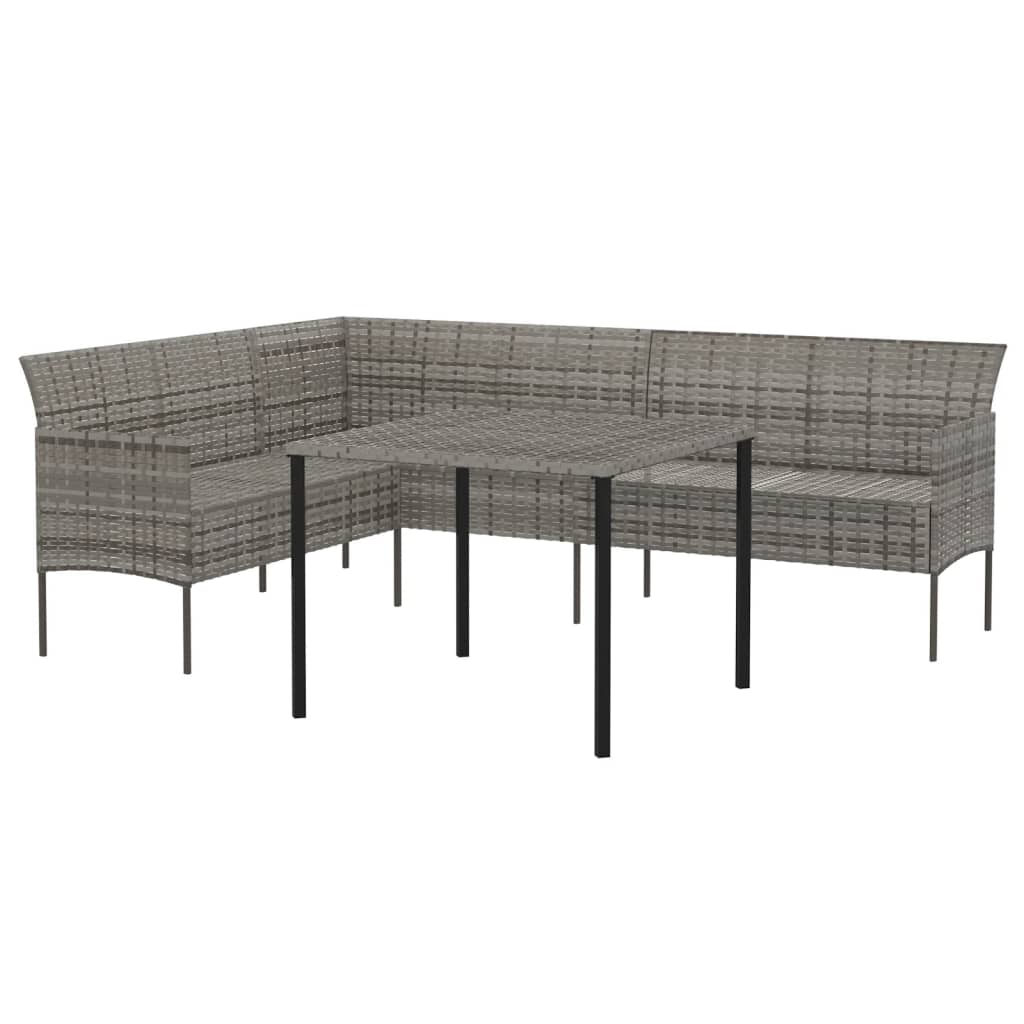 Set da Pranzo da Giardino 2 pz con Cuscini in Polyrattan Grigio 362339