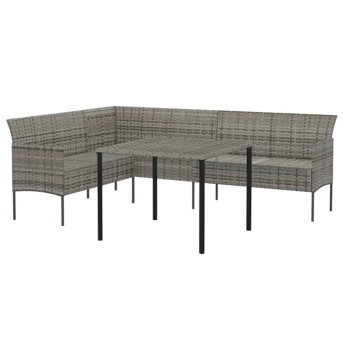 Set da Pranzo da Giardino 2 pz con Cuscini in Polyrattan Grigio 362339