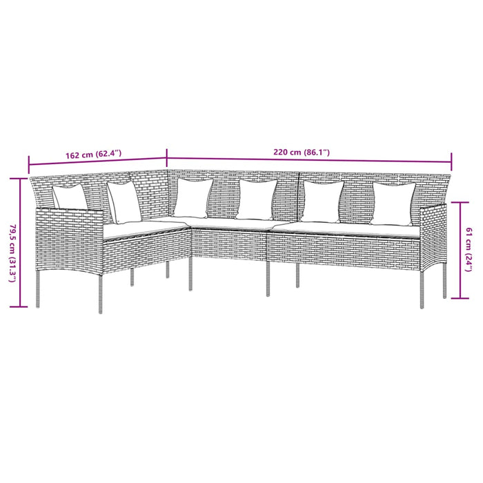 Set da Pranzo da Giardino 2 pz con Cuscini in Polyrattan Grigio 362339
