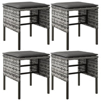 Poggiapiedi da Giardino con Cuscini 4pz Grigio in Polyrattancod mxl 70679