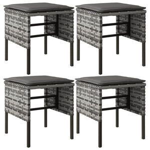 Poggiapiedi da Giardino con Cuscini 4pz Grigio in Polyrattancod mxl 70679