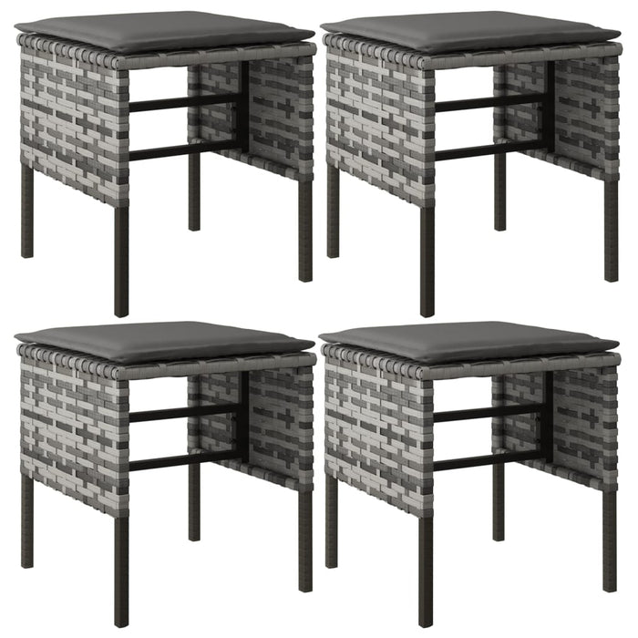Poggiapiedi da Giardino con Cuscini 4pz Grigio in Polyrattancod mxl 70679