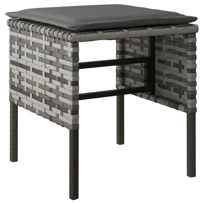 Poggiapiedi da Giardino con Cuscini 4pz Grigio in Polyrattancod mxl 70679