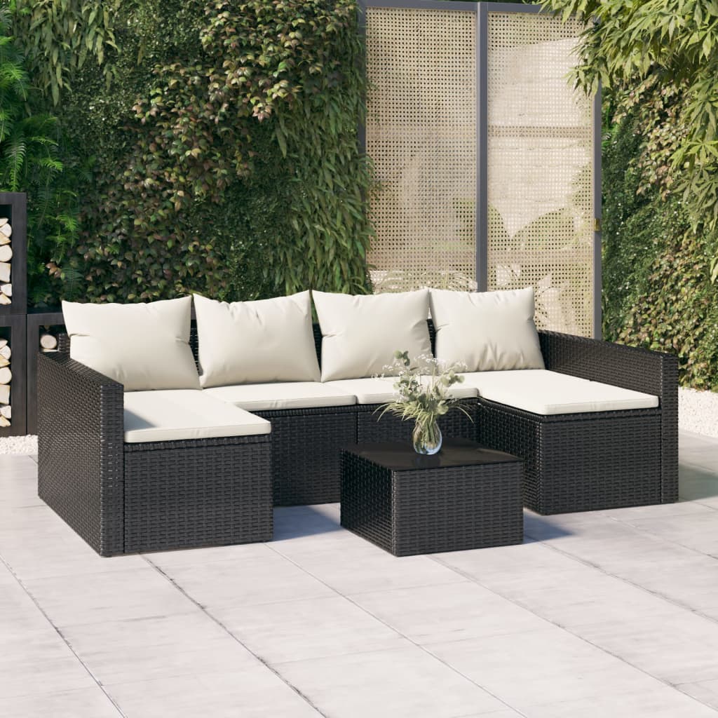 Set da Giardino 2 pz con Cuscini Nero in Polyrattancod mxl 71659