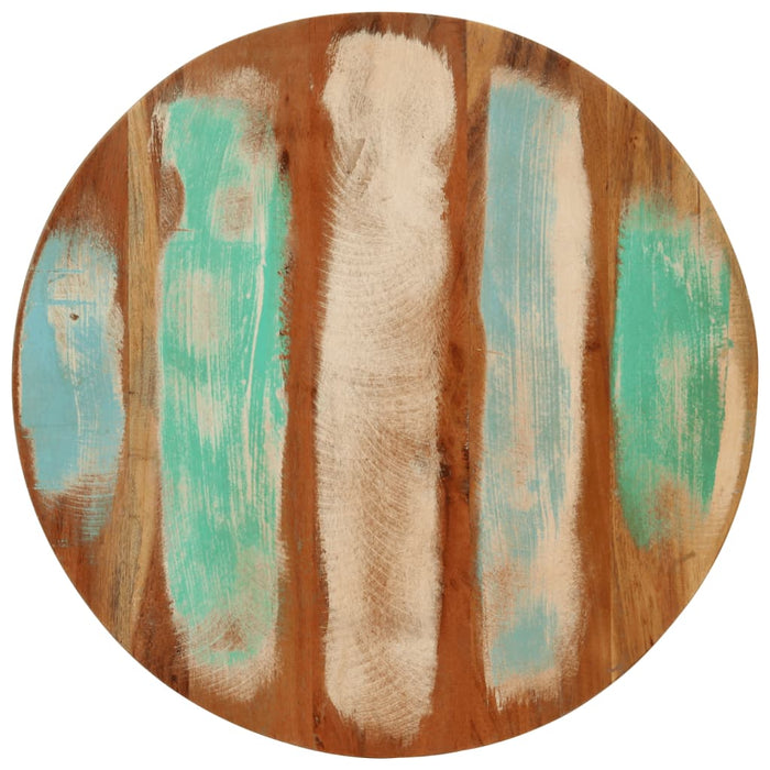 Tavolino Ø50x35 cm in Legno Massello di Recupero e Acciaio 352025