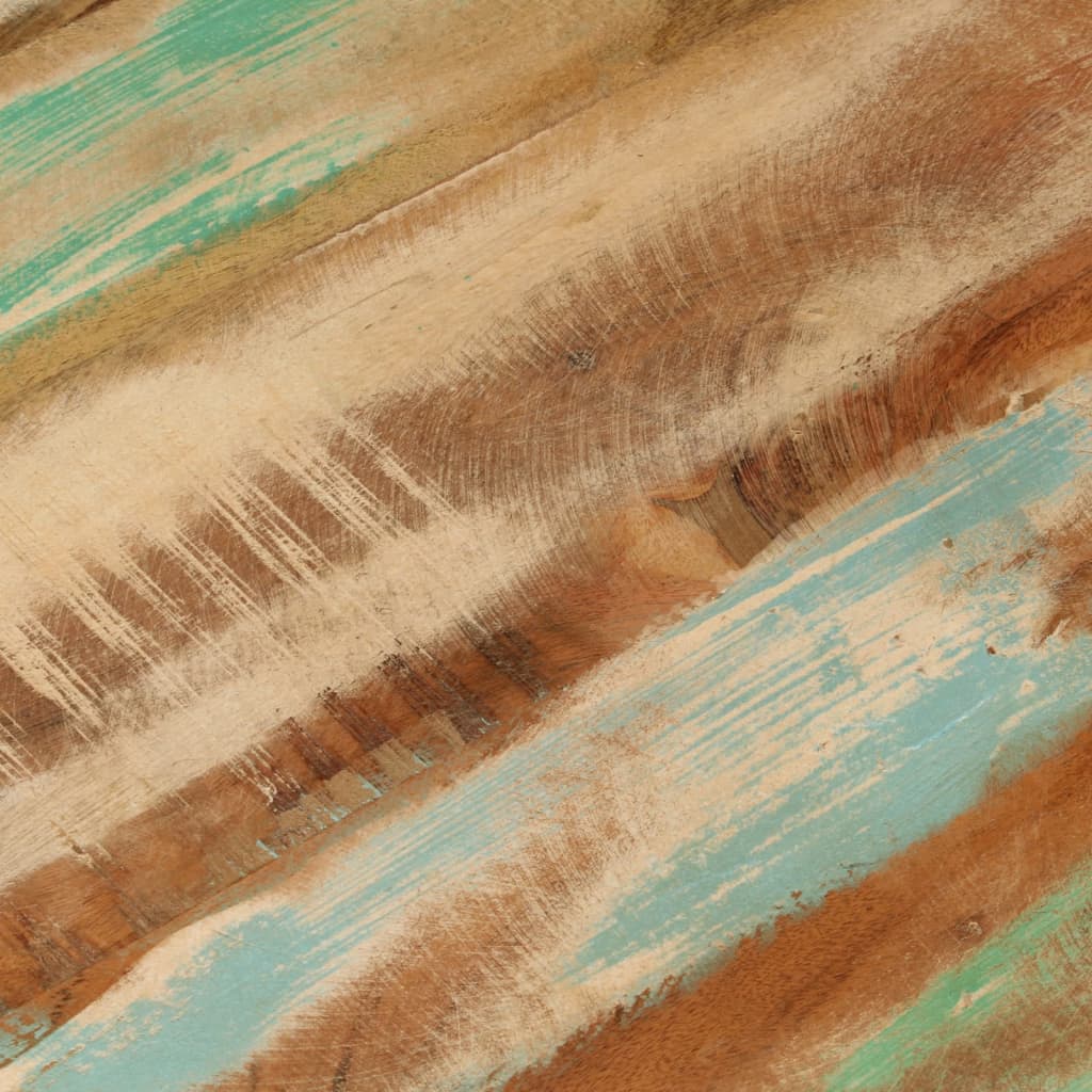 Tavolino Ø50x35 cm in Legno Massello di Recupero e Acciaio 352025