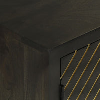 Credenza con 2 Ante-Buffet Nero e Oro 55x30x75 cm Legno Massello Mango