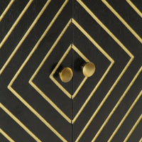 Credenza con 2 Ante Nero e Oro 55x30x75 cm Legno Massello Mango 352042