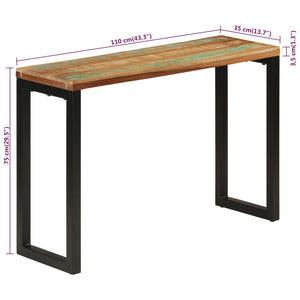 vidaXL Tavolo Consolle 110x35x75 cm in Legno Massello di Recupero