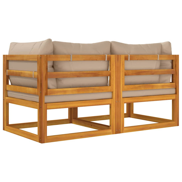 Divani Angolari Modulari 2pz Cuscini Tortora Massello Acacia 360000