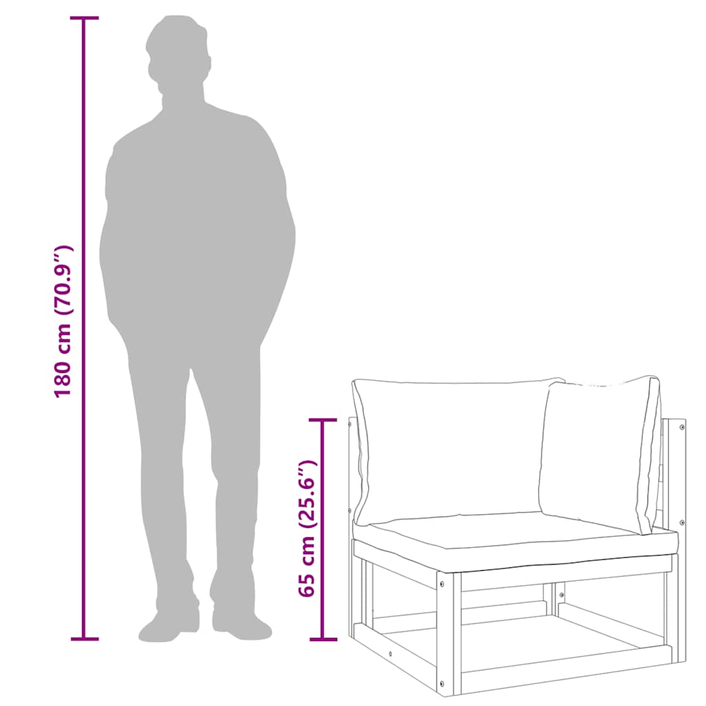 Divano Angolare Modulare Cuscini Tortora Legno Massello Acacia 360004
