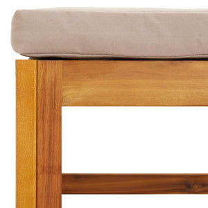 Poggiapiedi Giardino con Cuscino Tortora Legno Massello Acacia 360006