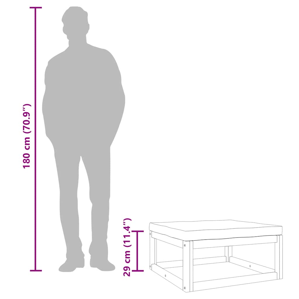 Poggiapiedi Giardino con Cuscino Tortora Legno Massello Acacia 360006