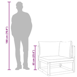 Divano Angolare Modulare Cuscini Grigio Chiaro Massello Acacia 360012
