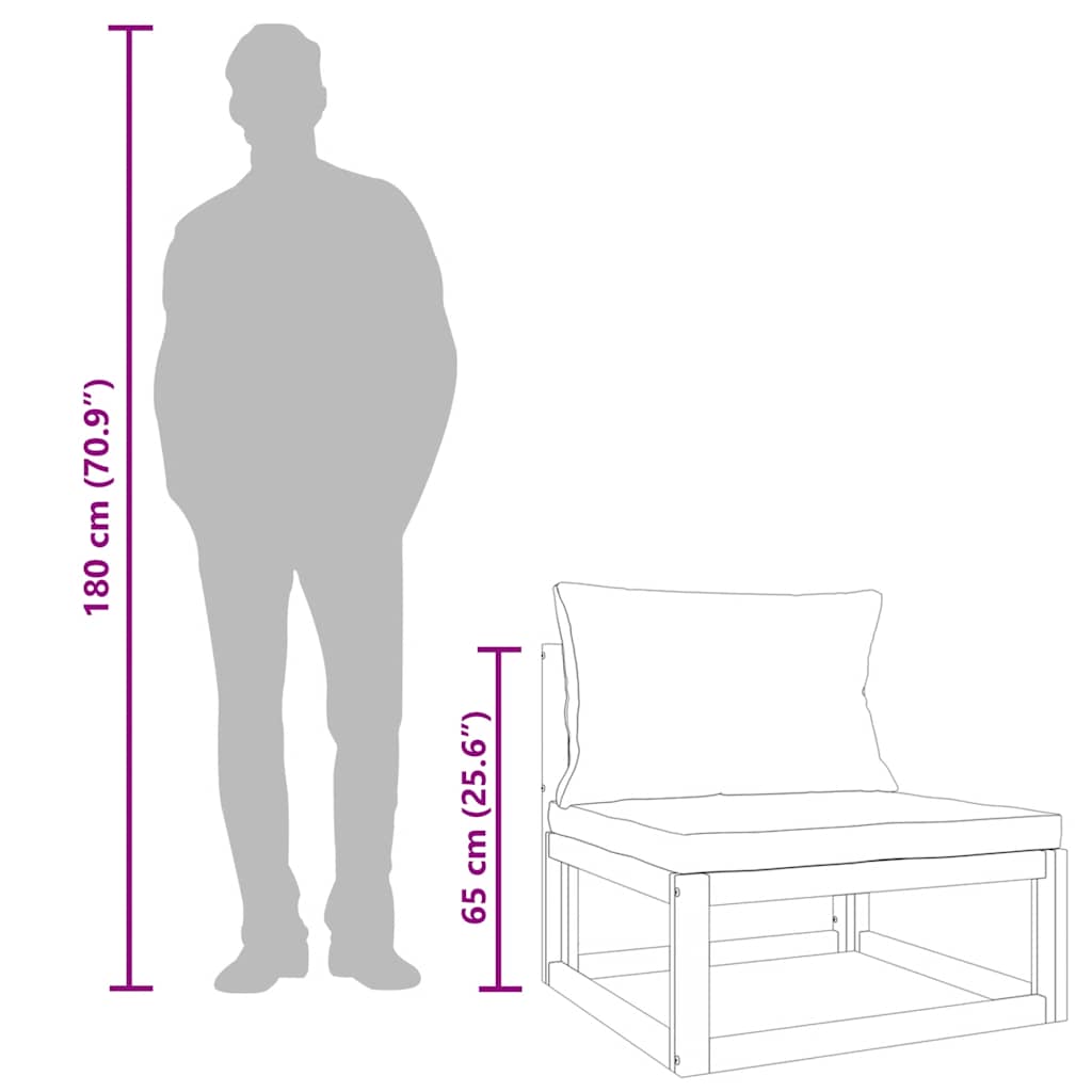 Divano Centrale Giardino Cuscini Grigio Chiaro Massello Acacia 360013