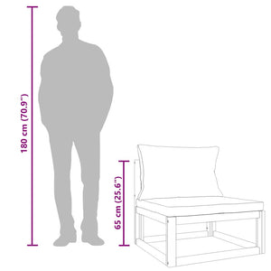 Divano Centrale Giardino Cuscini Grigio Chiaro Massello Acacia 360013