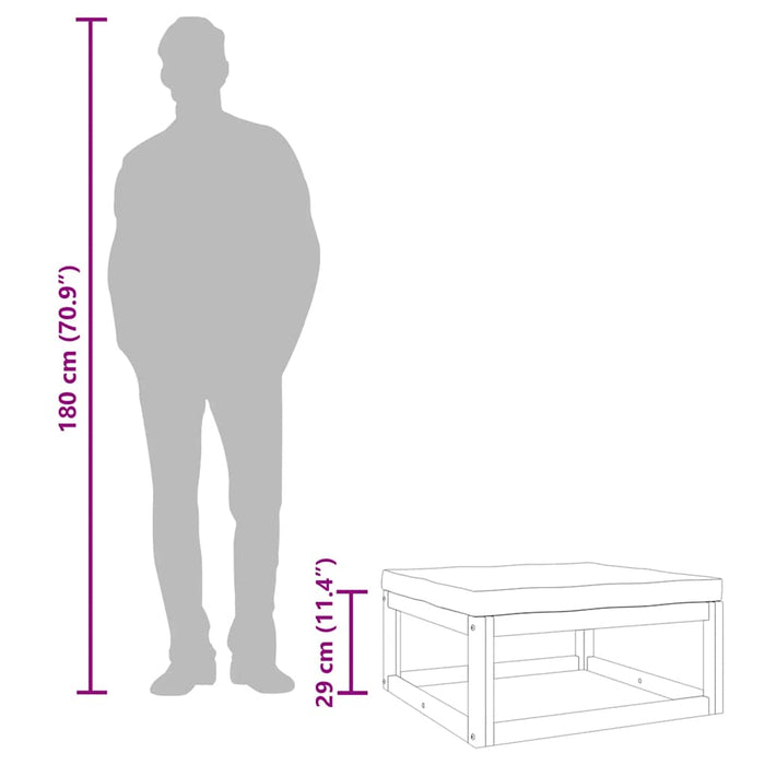 Poggiapiedi Giardino con Cuscino Grigio Chiaro Massello Acacia 360014
