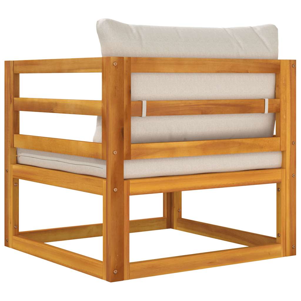 Poltrona Giardino Cuscini Grigio Chiaro Legno Massello Acacia 360015