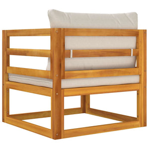 Poltrona Giardino Cuscini Grigio Chiaro Legno Massello Acacia 360015