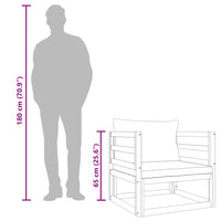 Poltrona Giardino Cuscini Grigio Chiaro Legno Massello Acacia 360015