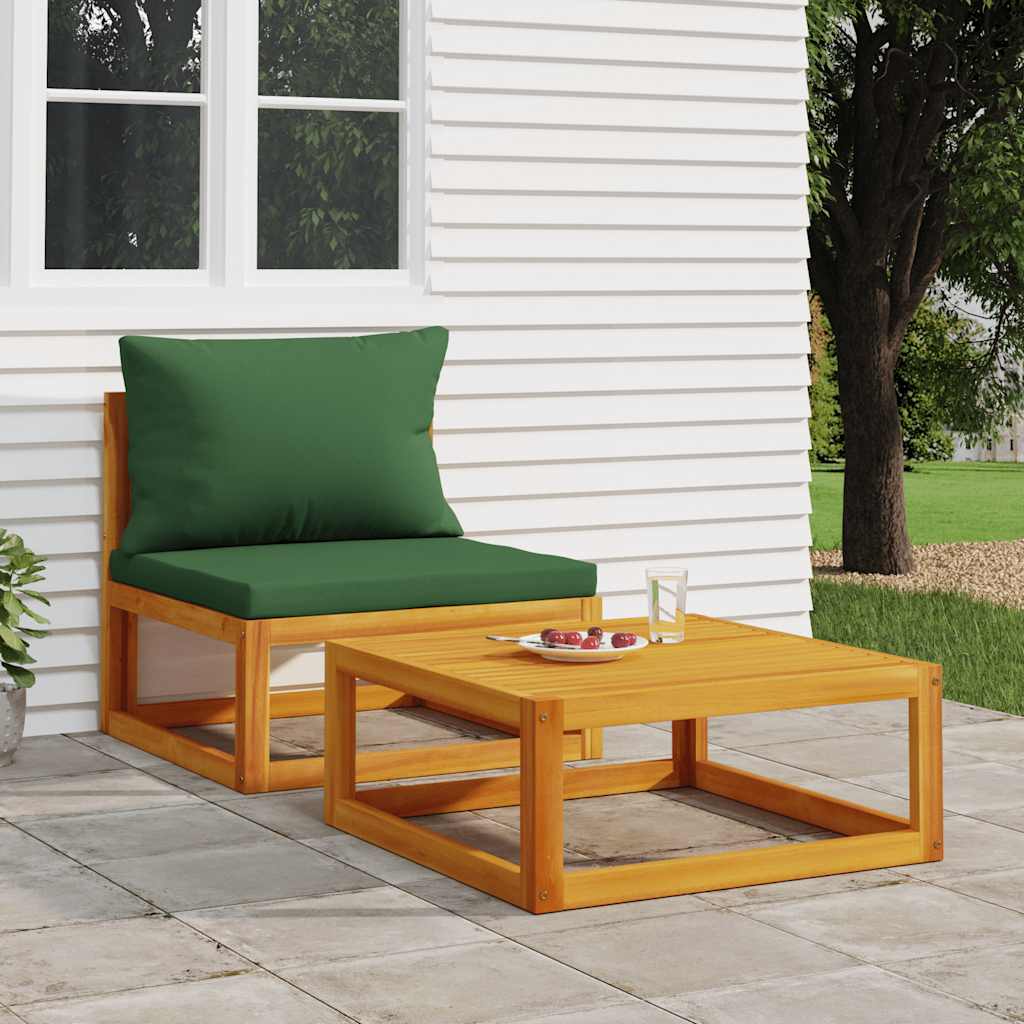 Set Divani da Giardino 2pz con Cuscini Legno Massello di Acacia 360019
