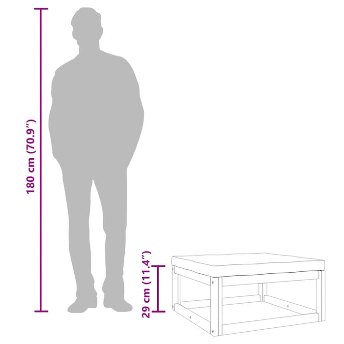 Poggiapiedi da Giardino con Cuscino Verde Legno Massello Acacia 360022