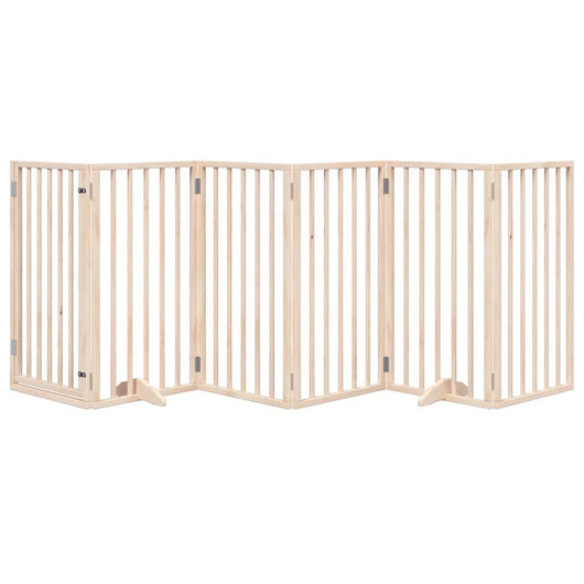 Cancelletto di sicurezza per cani e animali domestici con porta a 6 pannelli in legno di pioppo marrone 02_0023320