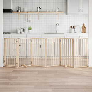 Cancello per Cani Pieghevole 6 Pannelli 300 cm Legno di Pioppo 352175