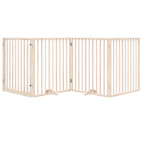 Cancelletto di sicurezza per cani e animali domestici con porta a 4 pannelli in legno di pioppo marrone 02_0023298