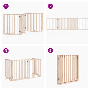 vidaXL Cancello per Cani con Porta Pieghevole 4 Pannelli 320 cm Pioppo