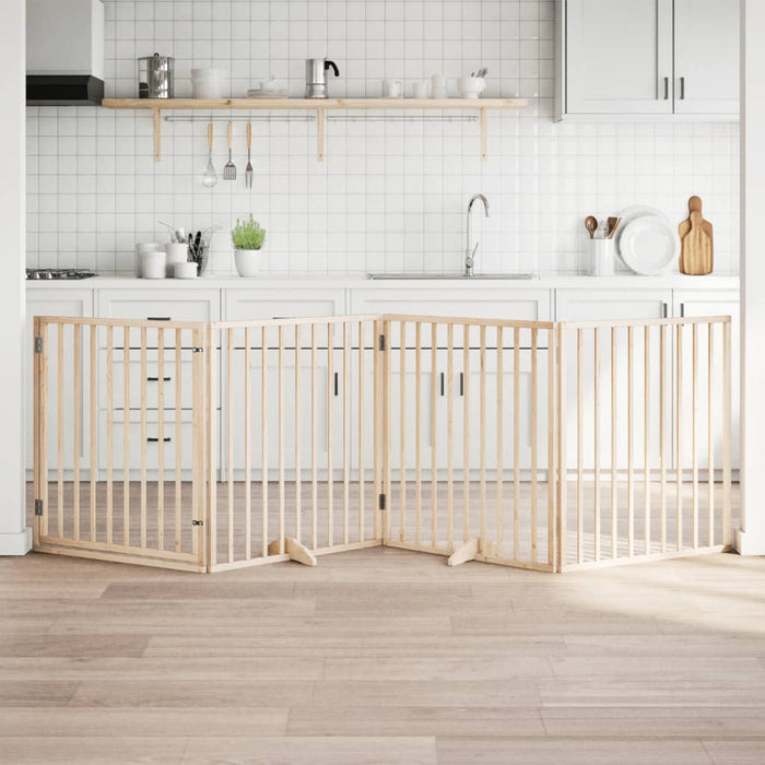 vidaXL Cancello per Cani con Porta Pieghevole 4 Pannelli 320 cm Pioppo