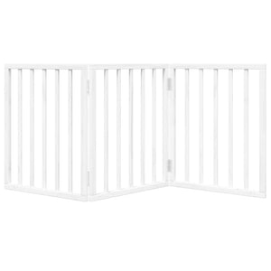 Cancelletto di sicurezza pieghevole per cani 3 pannelli 150 cm in legno di pioppo bianco 02_0023073