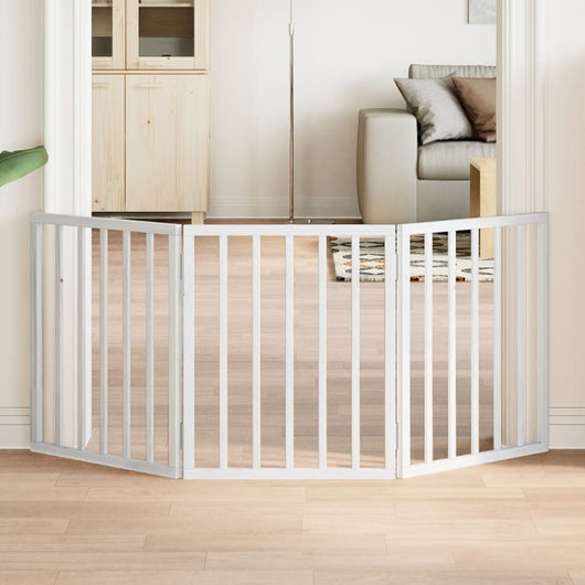 vidaXL Cancello per Cani Pieghevole 3 Pannelli Bianco 150 cm Pioppo